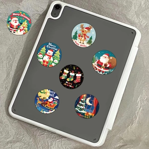 500 autocollants de Noël ronds avec motifs Père Noël et renne sur dos de tablette