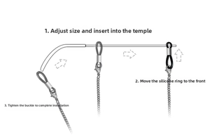 Detailed step-by-step installation guide for non-slip eyewear cord silicone connectors
