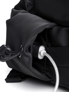 Men's black crossbody chest bag with functional USB charging port for outdoor travel use