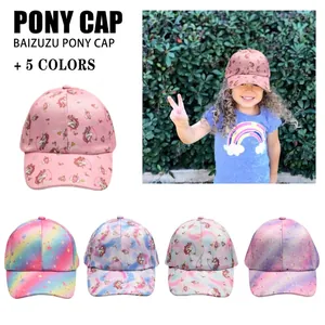 Kids Baseball Cap Cartoon Unicorn Rainbow Sun Hat Adjustable Outdoor Summer Cotton Polyester For Girls Toddlers