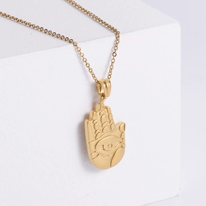 Hamsa Hand Evil Eye Pendant Necklace 304 Stainless Steel 18K Gold Plated Gothic Religious Jewelry For Women Men
