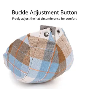 British style plaid beret with adjustable metal buckle for a custom and comfortable fit