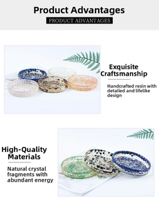 Handmade resin coasters with natural crystal stones in multiple colors for home decor