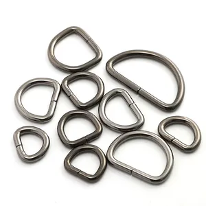 Polished gunmetal D-rings in multiple sizes for bags, luggage, and hardware crafts