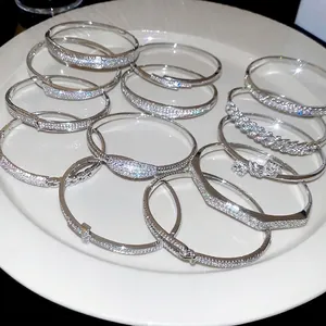 Bracelets cœur ouvert plaqués or 18k avec zircon brillant pour femmes bijoux chic