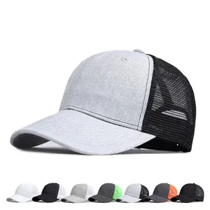 Unisex Trucker Hat Mesh Back Baseball Cap Breathable Sun Protection Adjustable Outdoor Casual Peaked Hat