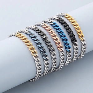 Cuban Link Bracelet And Necklace Jewelry Stainless Steel Two Tone Spliced Hip Hop Streetwear Punk Unisex