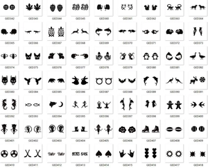 Grid display of stainless steel stud earrings with animal and symbol silhouette designs