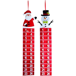 Weihnachtskalender Set mit Weihnachtsmann und Schneemann Filztaschen 1-24 Deko