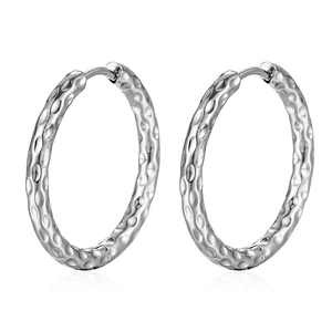 Minimalist silver 18K plated titanium steel hoop earrings with hammered texture