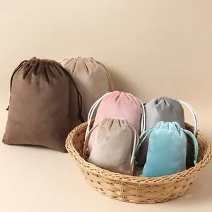 Soft velvet drawstring pouches in Morandi colors for jewelry and gift packaging