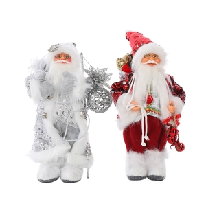 30cm Santa Claus figurines in red sequins and silver fabric for Christmas home decor