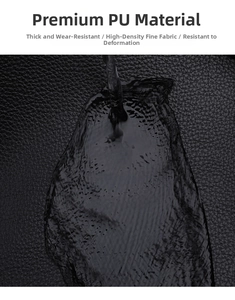 Macro shot of waterproof black lychee texture PU leather on durable women backpack