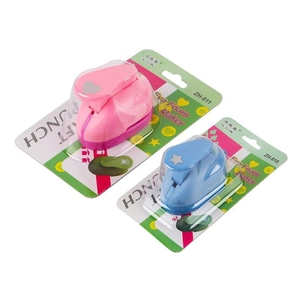 Pink heart and blue star craft punch set for children's DIY paper crafts and scrapbooking