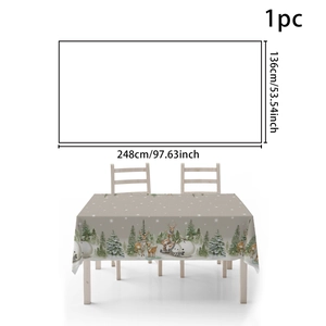 Detailed view of Christmas tablecloth size 248x136cm with festive snowman pattern