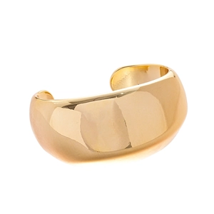 Minimalist wide open gold cuff bracelet with high-polish geometric metallic finish