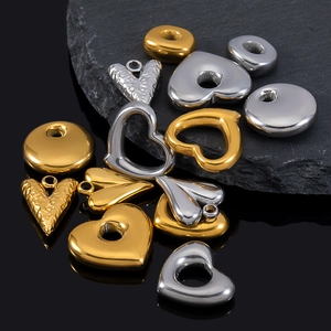 Stainless Steel Heart Round Pendants For DIY Jewelry Making Electroplated 3D Peach Heart Beads For Necklaces Earrings Accessories