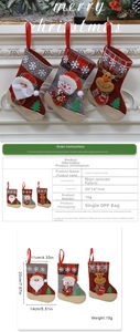 Spécifications de taille détaillées de la petite chaussette de Noël en tissu pour cadeaux
