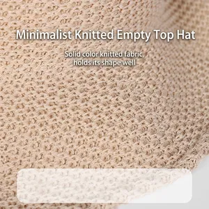 Damen Sonnenhut ohne Kopfbedeckung in hellem Beige mit minimalistischem Strickmuster