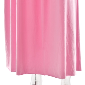 Detailed macro view of the pink maxi dress fabric with smooth drape and side slit design