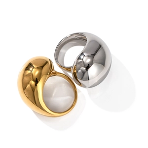 Set di anelli in acciaio inossidabile placcati oro 18K e argento a forma di goccia d'acqua