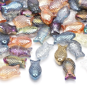 Fish-shaped electroplated crystal beads for DIY jewelry making in multiple colors