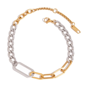 Moderne zweifarbige Gold-Silber-Edelstahlkette mit minimalistischem Anhänger