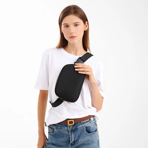 Minimalist Nylon Waist Bag For Women Crossbody Chest Bag With Gold Zipper Adjustable Strap Casual Travel Fanny Pack