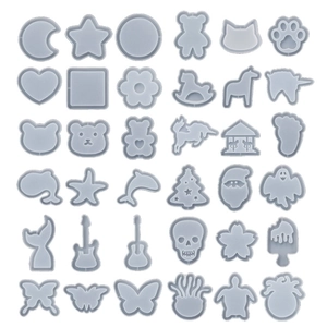 Silicone resin shaker molds in various animal and star shapes for DIY keychains