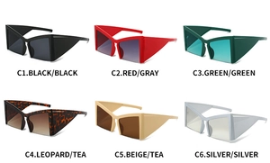 Collection of six geometric cat-eye sunglasses in various colors for high-fashion styling