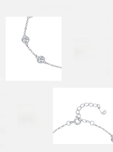 Detailed view of S925 sterling silver bubble bracelet with 5A zircon inlay and lobster clasp