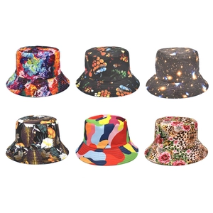 Bucket Hat Printed Cotton Polyester Wide Brim Sun Protection Outdoor Summer Fisherman Hat For Women Fashion Accessory
