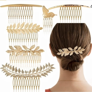 Vintage Barock Gold Legierung Metall Blatt Schmetterling Haarkamm Haarclip Braut Hochzeit Schmuck Frauen Eleganter Kopfschmuck