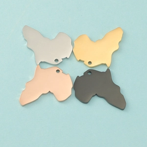 Polished Africa map pendants in silver, gold, rose gold and black stainless steel finish