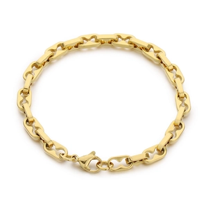 Golden stainless steel pig nose chain bracelet with lobster clasp for women