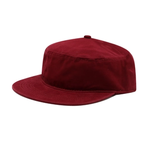 Classic burgundy cotton cadet cap with flat top and minimalist brim on white background