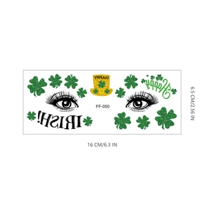 Saint Patrick's Day shamrock face tattoos stickers with green Irish clover and happy letters
