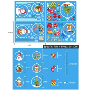 Detailed sheet of Christmas static window clings with Santa Claus, snowmen and reindeer