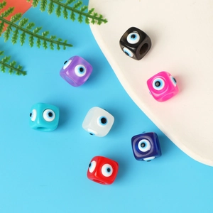 Colorful square resin evil eye beads for handmade DIY jewelry bracelets and necklaces