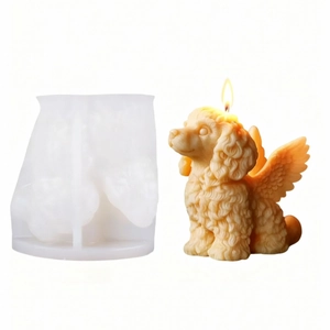 Moule en silicone pour bougies de caniche ailé avec des détails de fourrure fins