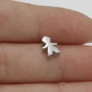 Polished stainless steel boy figure charm bead with 1.8mm hole for DIY jewelry making