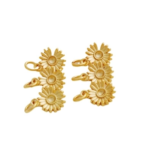 Matte 18K gold plated sunflower pendant charms for handmade jewelry making accessories