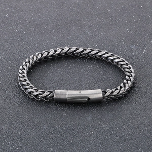 Men Stainless Steel Franco Chain Bracelet Retro Industrial Woven Mesh Punk Style Jewelry With Buckle