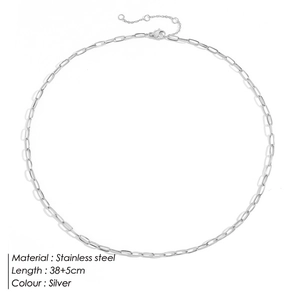Collier trombone en acier inoxydable argenté d'une longueur de 38+5cm