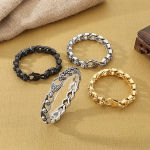 Skull Head Stainless Steel Bracelet Retro Punk Gothic Heavy Chain Jewelry Accessory For Men