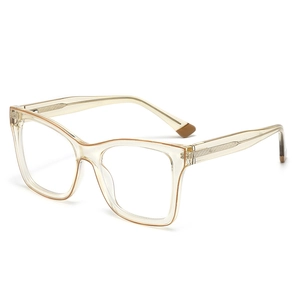 Fashionable oversized transparent yellow anti-blue light glasses with full-frame design
