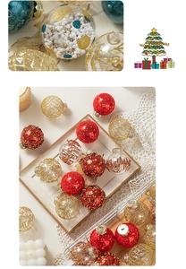 Detailed view of luxury red and gold Christmas ball ornaments with intricate textures