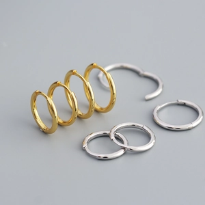 925 Sterling Silver Hoop Earrings Polished Smooth Minimalist Geometric Circle Jewelry For Women Minimalist Daily Accessory