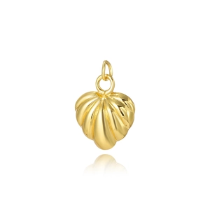 Minimalist 18k gold plated hollow heart pendant with textured finish on white background