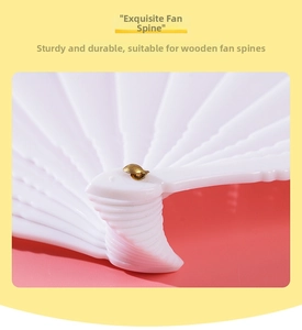 Detailed close-up of durable white plastic fan ribs with a sturdy golden metal rivet